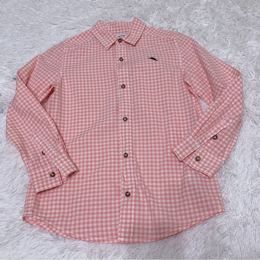 Tommy Bahama boy's long sleeve Gingham‎ button up Shirt Size L(10-12)